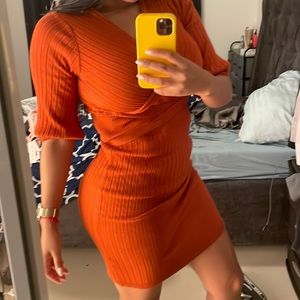 Burnt Orange figure hugging dress